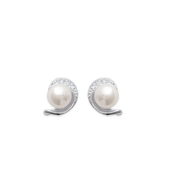 Boucles D'oreilles Clips Strass Blanc - Métal Argenté Sans Nickel - Neuf Avec étiquettes