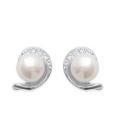 Boucles d'oreilles argent massif perle de Majorque petits zirconium