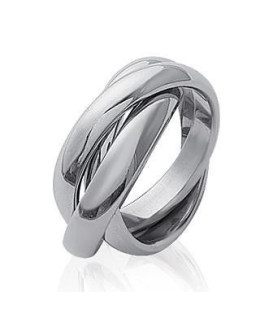 Bague trois anneaux entrelacés acier alliance mariage