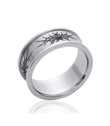 Bague homme acier motif tribal-2