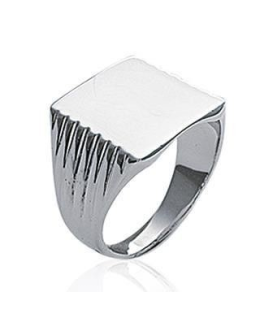 Grosse bague chevalière homme argent massif miroir