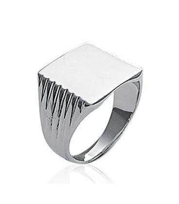 Grosse bague chevalière homme argent massif miroir-2