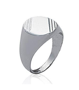 Bague chevalière ronde homme simple argent massif 