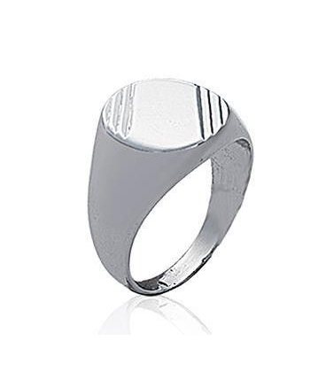 Bague chevalière ronde homme simple argent massif -2