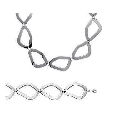 Collier acier anneaux stylisés-3