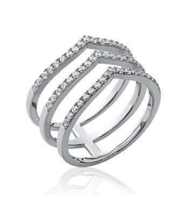 Bague femme argent massif navette ajourée de trois bagues de zirconium-1
