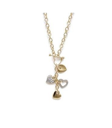Collier plaqué or pendant coeurs oxydes de zirconium Collier plaqué or pendant coeurs oxydes de zirconium