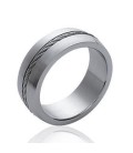 Bague acier homme anneau bombé avec cable torsadé