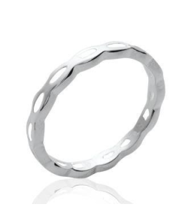 Bague modulable anneau argent massif ajouré ovalisé