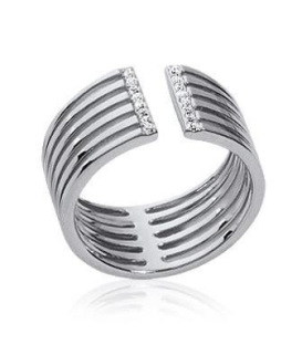 Bague très originale anneau ouvert argent massif de zirconium