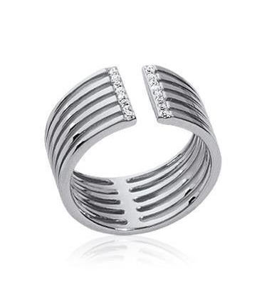 Bague très originale anneau ouvert argent massif de zirconium-1