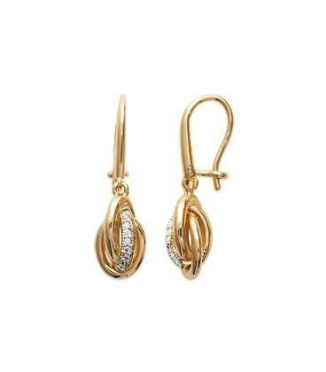 Boucles d'oreilles pendants plaqué or ovales incrustées de zirconium 