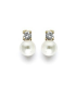 Boucles d'oreilles plaqué or perle de Majorque et petit zirconias-1