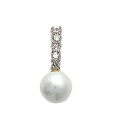 Pendentif plaqué or perle de MAJORQUE oxydes de zirconium Pendentif plaqué or perle de MAJORQUE oxydes de zirconium