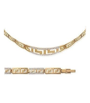 Collier plaqué or bicolore chute style grec étrusque Collier plaqué or bicolore chute style grec étrusque