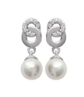 Boucles d'oreilles argent massif zirconium pendant perle 