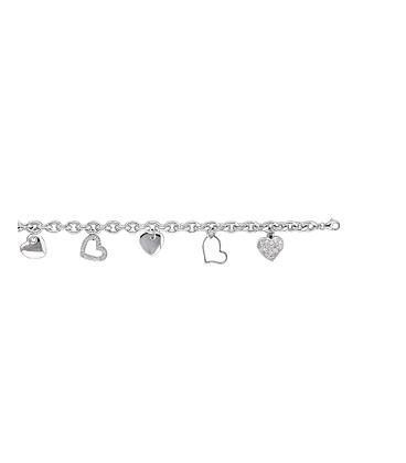 Bracelet SAINT VALENTIN argent massif breloques coeurs-2