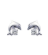 Boucles d'oreilles dauphin enfant en argent massif et petit zirconium-2