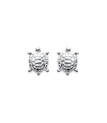 Boucles d'oreilles enfant tortue en argent massif-1