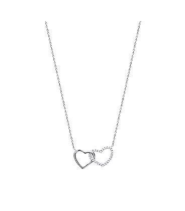Collier argent massif coeur dans coeur micro-serti de zirconium 