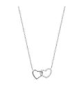 Collier argent massif coeur dans coeur micro-serti de zirconium