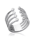 Belle bague argent massif ouverte quatre anneaux sertis de petits zirconium