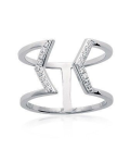 Bague ouverte en argent massif barrettes géométriques de zirconium blanc 