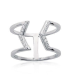 Bague ouverte en argent massif barrettes géométriques de zirconium blanc -1