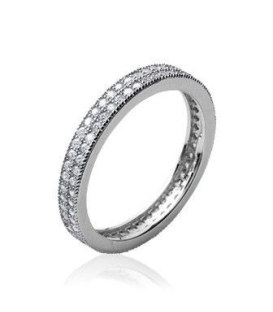 Bague argent massif alliance incrustée de zirconium-1