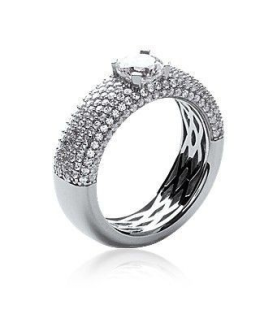 Grosse bague argent massif zirconium en demi jonc cubic de zirconium carré griffé-1