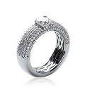 Grosse bague argent massif zirconium en demi jonc cubic de zirconium carré griffé