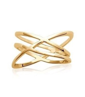 Bague plaqué or tendance originale trois anneaux entrecroisés fixes