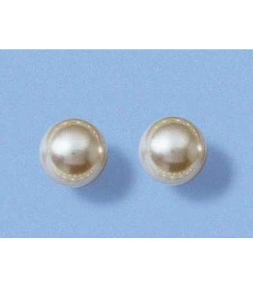 Boucles d'oreilles perle de Majorque blanche plaqué or - 1 - Boucles d'oreilles perle de Majorque imitation. Boucle tige et fe