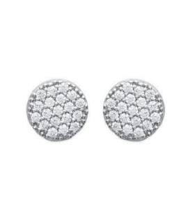 Boucles d'oreilles ronde plate en argent massif zirconium