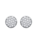 Boucles d'oreilles ronde plate en argent massif zirconium