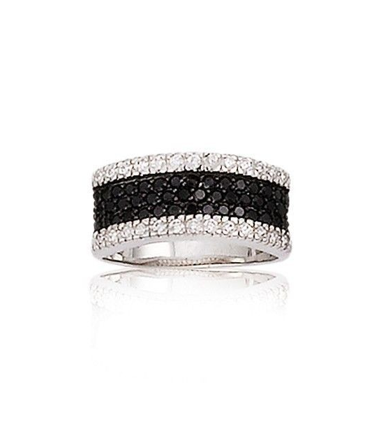 Bague Demi-Alliance oxydes zirconium Argent massif 925°°° rhodié garanti