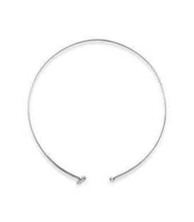 Beau collier rigide ouvert sur le cou en argent massif et zirconium -1