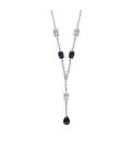 Collier chaine argent massif pendant zirconium blanc et noir griffés