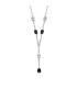 Collier chaine argent massif pendant zirconium blanc et noir griffés-1