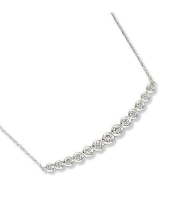 Collier chaîne argent massif treize zirconium -1