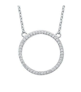 Collier sur chaine argent massif pendentif cercle de zirconium