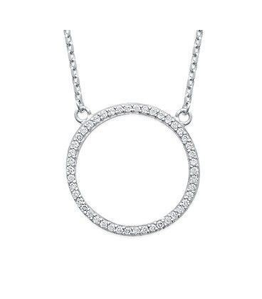 Collier sur chaine argent massif pendentif cercle de zirconium 