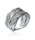 Grosse bague argent massif pavage de zirconium blanc 