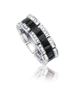 Bague mixte acier céramique noire et zirconium