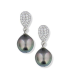 Boucles d'oreilles perle de TAHITI véritable argent massif zirconium - 1 - 