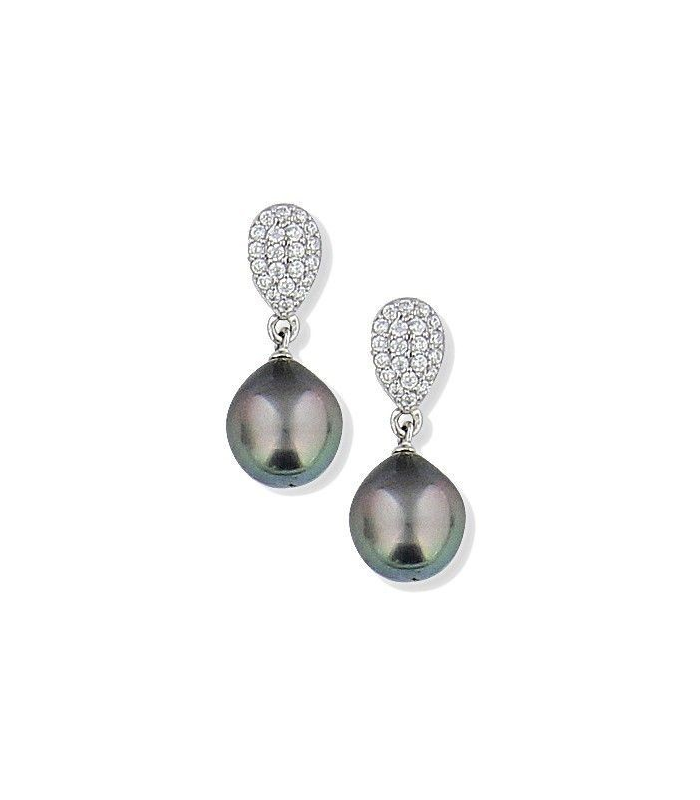Boucles D'oreilles Perles De Tahiti Sur Argent 925 - Puces Comme Neuves - Occasion