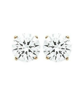 Clou d'oreille boucles d'oreilles plaqué or beau zirconium taillé diamant tenu par quatre griffes