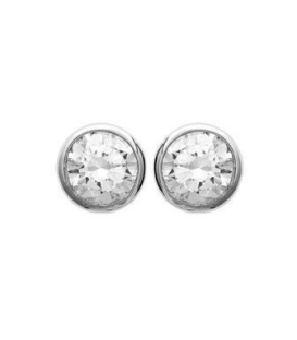 Boucles d'oreilles argent massif zirconium blanc facetté serti rond