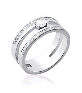 Grosse bague argent massif zirconium taillé diamant griffé