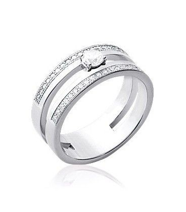 Grosse bague argent massif zirconium taillé diamant griffé-1